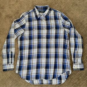 Ralph Lauren Blue and White Plaid Button Down Shirt